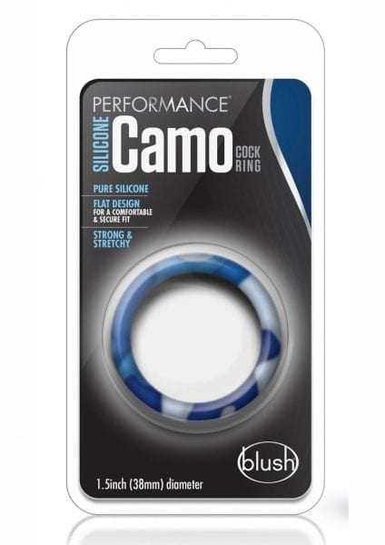 Performance Silicone Camo Cock Ring Blue Camouflage 1.5 Inch Diameter