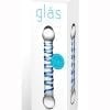 Glass Spiral Glass Dildo Clear and Blue 6.5 Inches