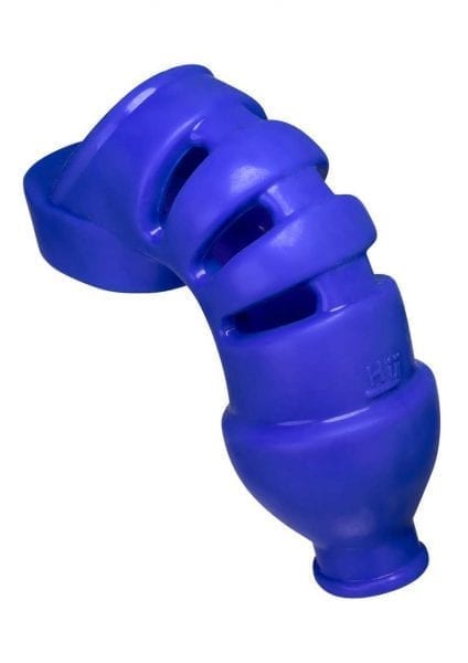 Hunkyjunk Lockdown Chastity Silicone Blend Cock Cage Cobalt 4.75 Inches