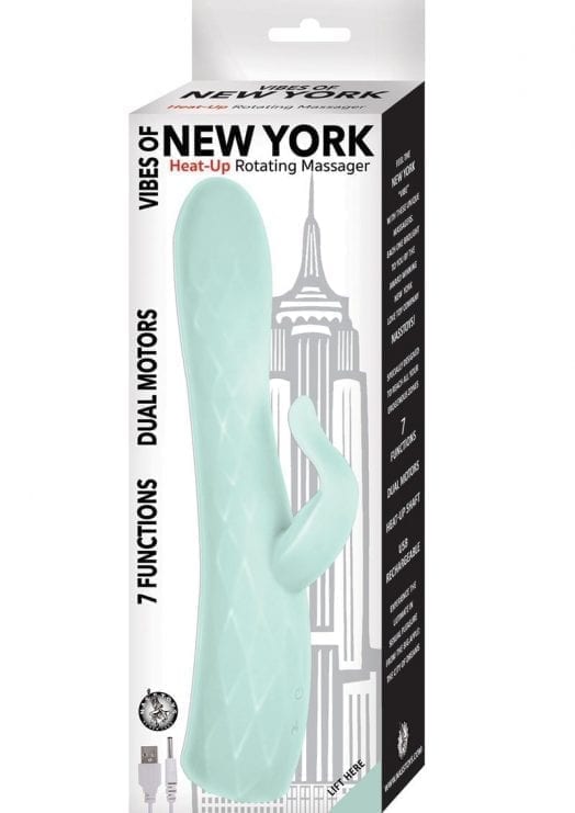 Vibes Of New York Heat Up Rotating Massager USB Rechargeable Silicone Waterproof Aqua 9 Inches