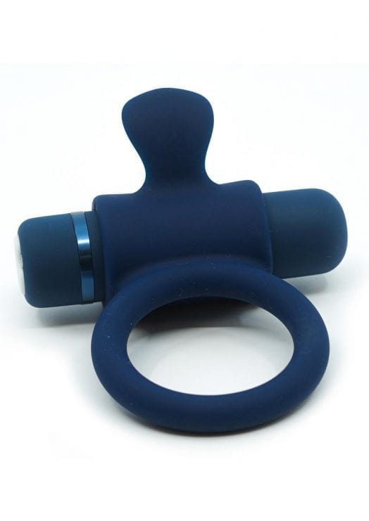 Sensuelle Silicone Bullet Ring With Clit Stimulator Rechargeable Multi Speed Blue
