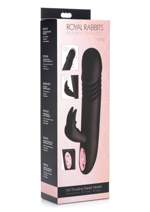 Inmi Royal Rabbits Thrusting Bunny Silicone USB Magnetic Rechargeable Vibe Black 9 Inches
