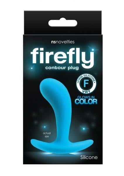 Firefly Contour Plug Glow In The Dark Anal Plug Non-Vibrating Silicone Blue Small
