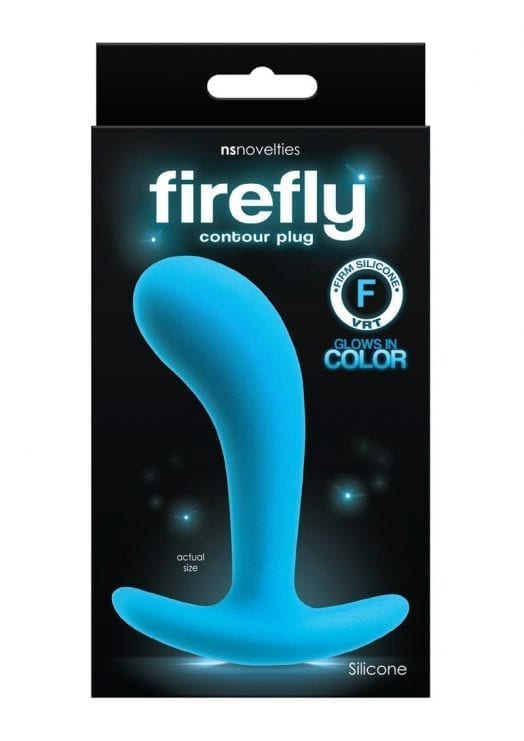 Firefly Contour Plug Glow In The Dark Anal Plug Non-Vibrating Silicone Blue Large