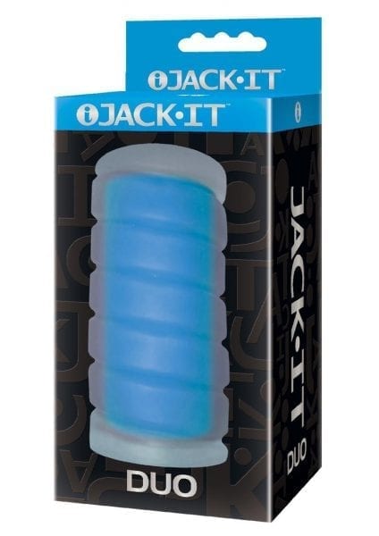 Jack It Duo Jelly Textured Masturbator Stroker Sky Blue