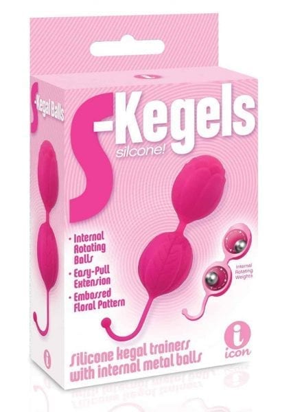 S-Kegels Silicone Textured Kegel Trainers With Internal Balls Pink