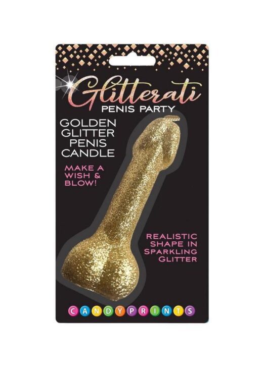 Glitterati Penis Candle - Gold Glitter