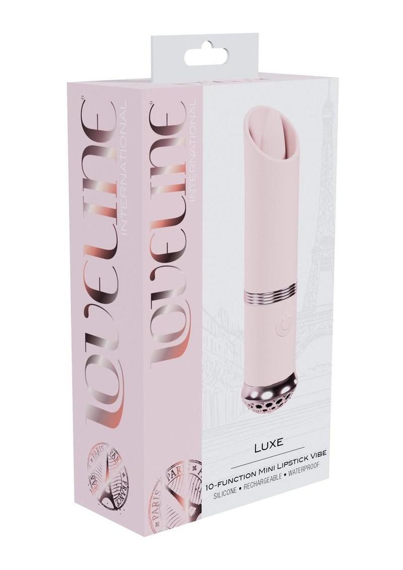 LoveLine Luxe Silicone Rechargeable 10 Function Mini Lipstick Vibrator - Pink