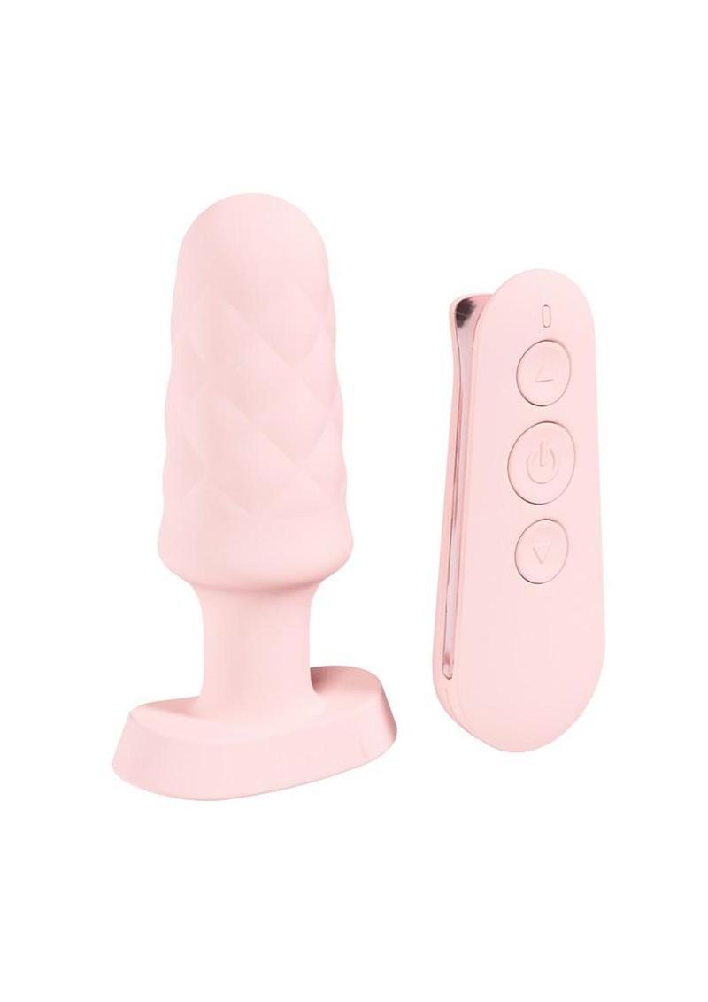 Loveline Velvet Silicone Rechargeable Vibrating Anal Plug with Remote Control – Pink