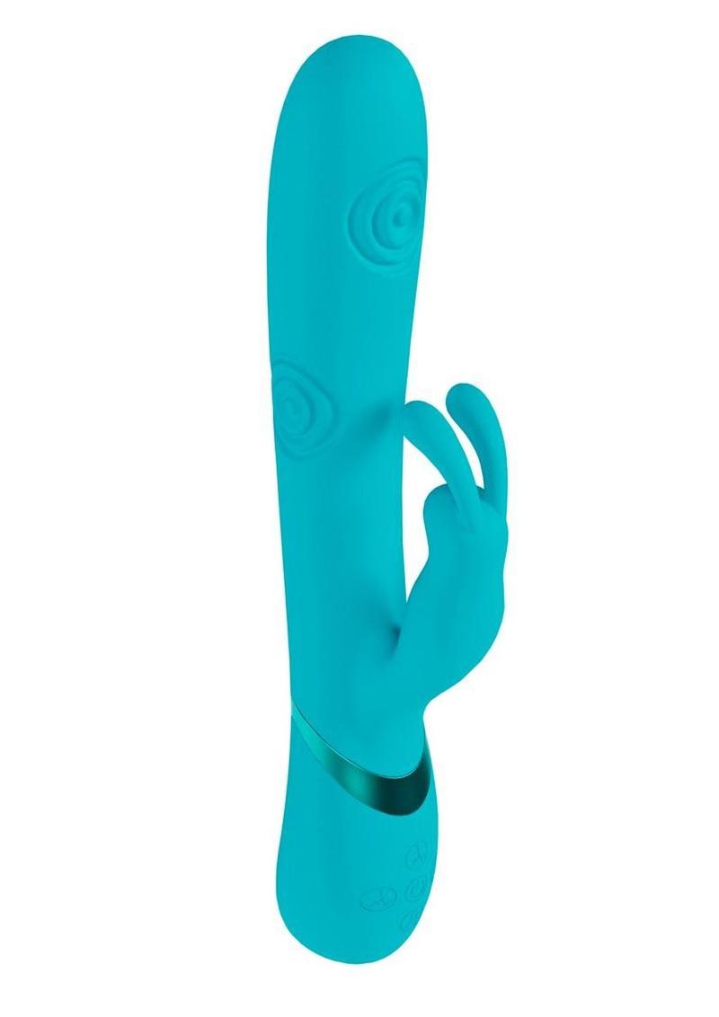Vive Mimi 10 Function Silicone Rechargeable Triple Motor G-Spot Vibrating and Tapping Rabbit – Blue