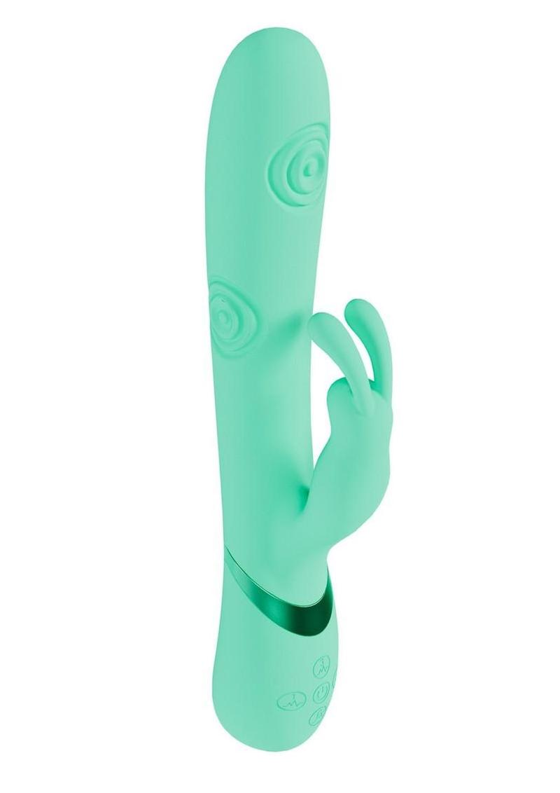Vive Mimi 10 Function Silicone Rechargeable Triple Motor G-Spot Vibrating and Tapping Rabbit – Green