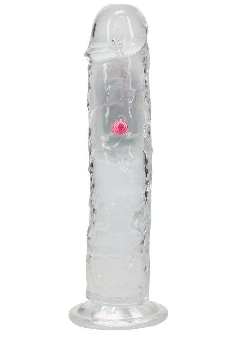 RealRock Vibrating LED Wireless Rechargeable Remote Control Straight Cock 8in – Clear