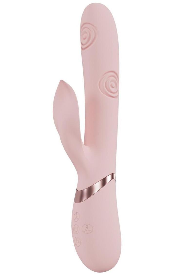 Vive Fronda Rechargeable Silicone Triple Motor G-Spot VIbrating and Tapping Leaf Clit Stimulator – Pink