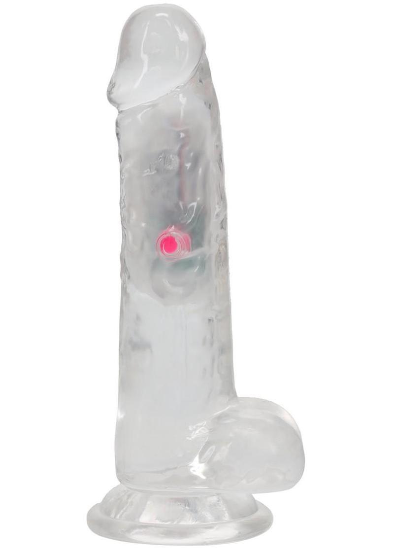 RealRock Vibrating LED Wireless Rechargeable Remote Control Cock with Balls 7in – Clear