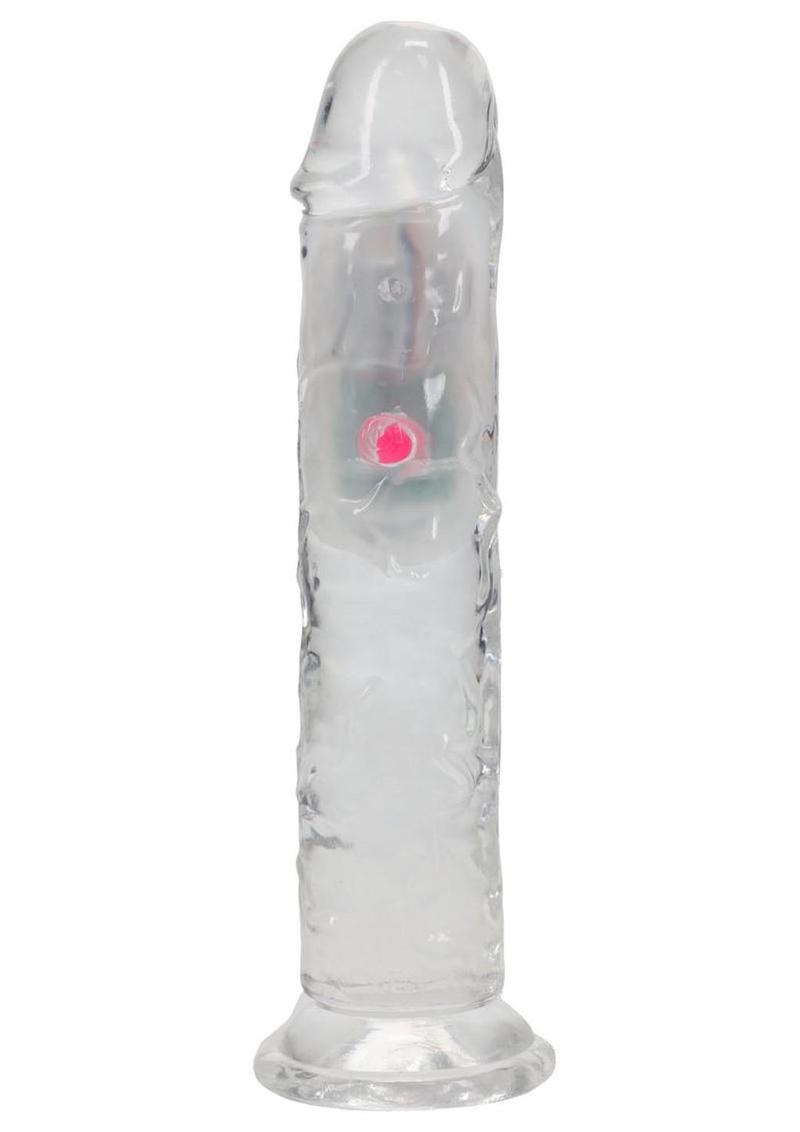 RealRock Vibrating LED Wireless Rechargeable Remote Control Straight Cock 7in – Clear