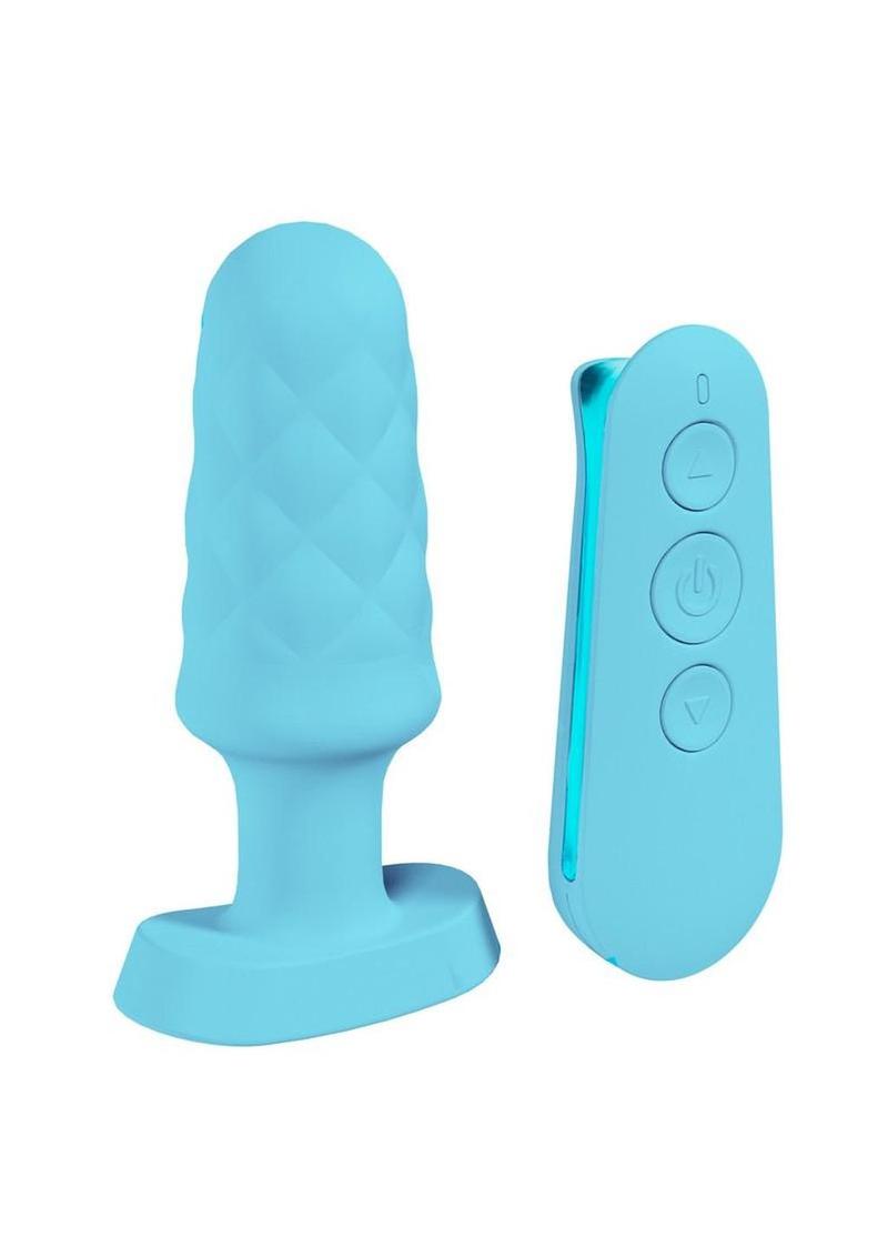 Loveline Velvet Rechargeable Silicone Vibrating Plug with Remote Control – Blue