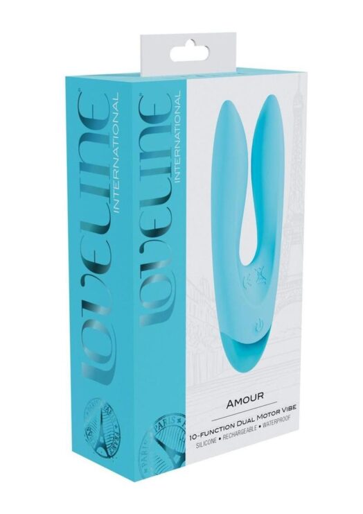 Loveline Amour 10 Function Rechargeable Silicone Dual Motor Vibe - Blue