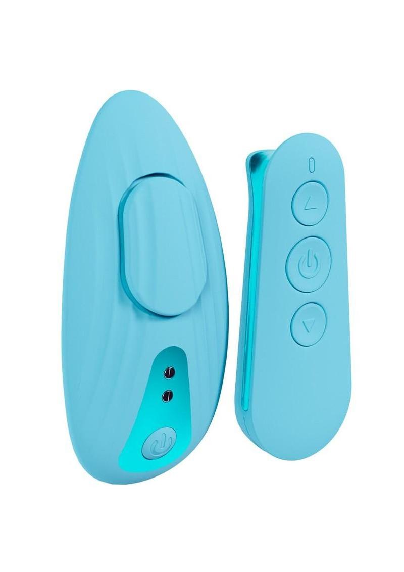 Loveline Celeste Rechargeable Silicone Panty Vibe with Remote – Blue