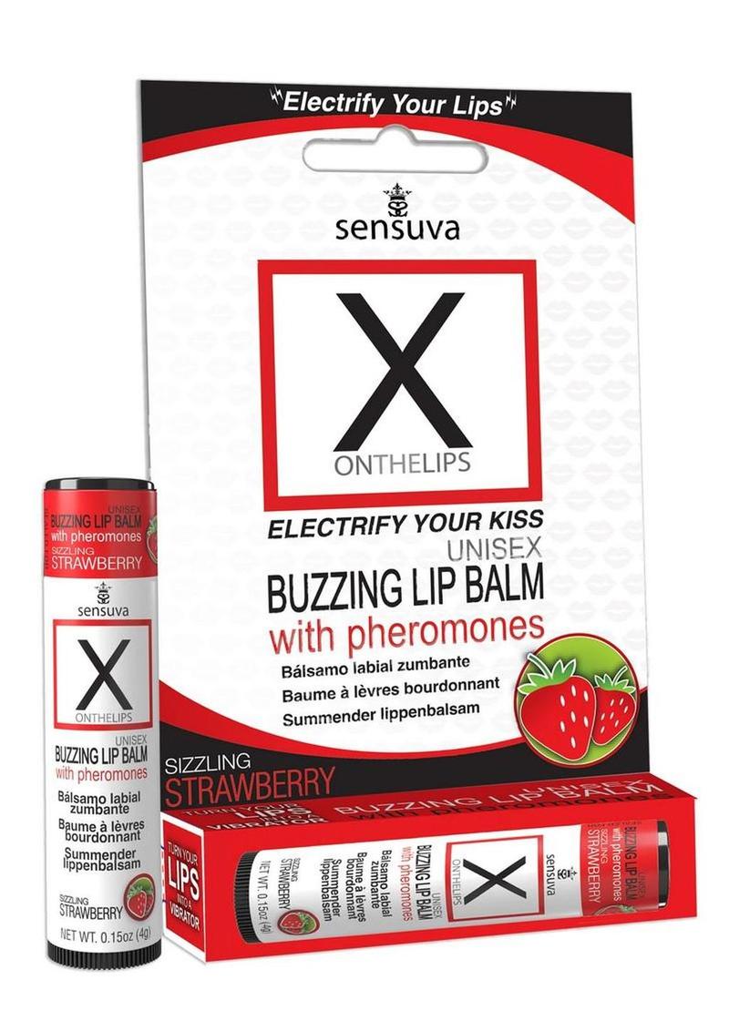 X On The Lips Buzzing Lip Balm with Pheromones Strawberry Flavor .75oz