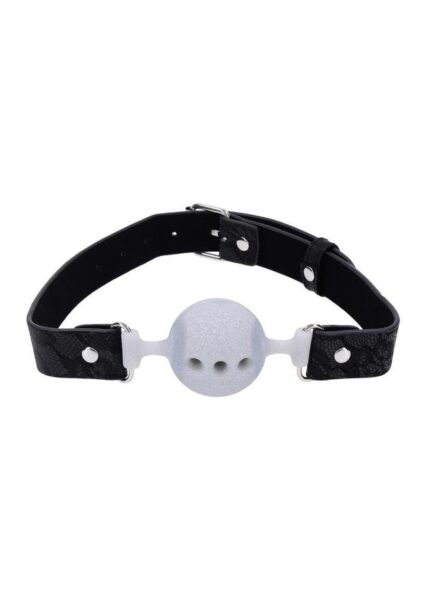 Sex and Mischief Lace Silicone Breathable Ball Gag - Silver/Black