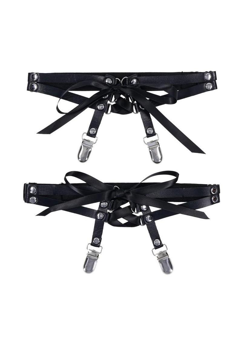 Sex and Mischief Laced Up Garters – Black