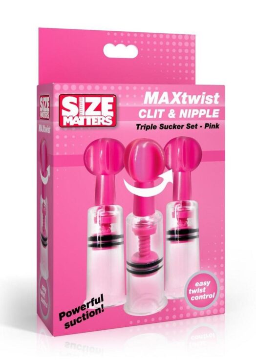 Size Matters MAXtwist Clit and Nipple Triple Sucker Set - Pink