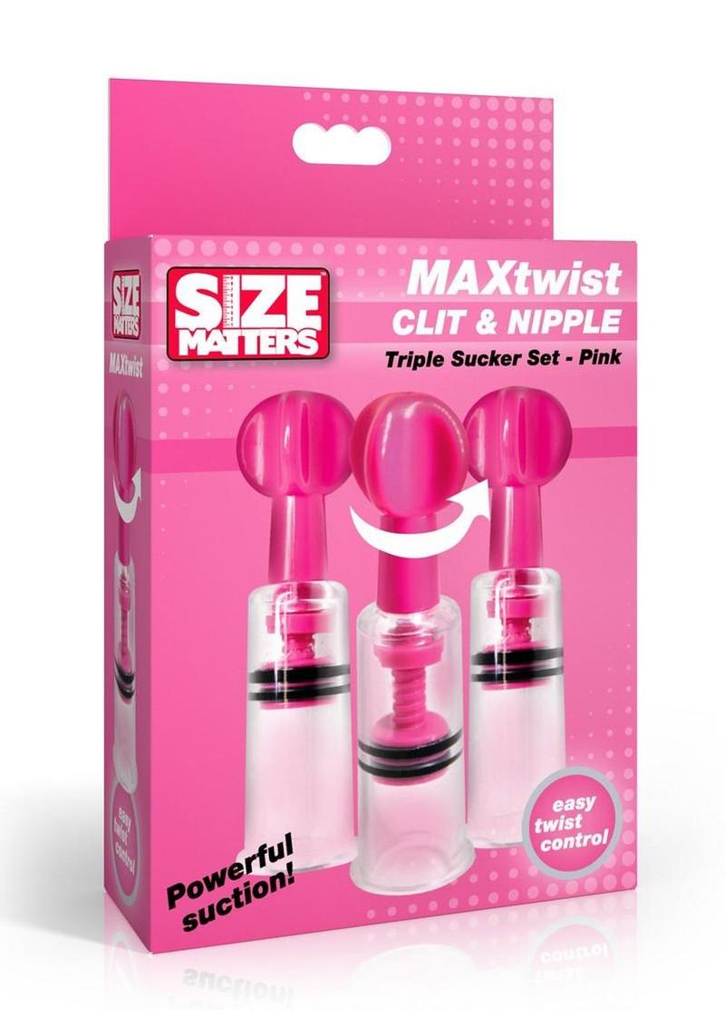 Size Matters MAXtwist Clit and Nipple Triple Sucker Set - Pink
