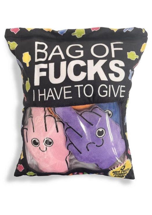 Bag of Fucks I Have to Give Plushy Pillow with 5 Fingers