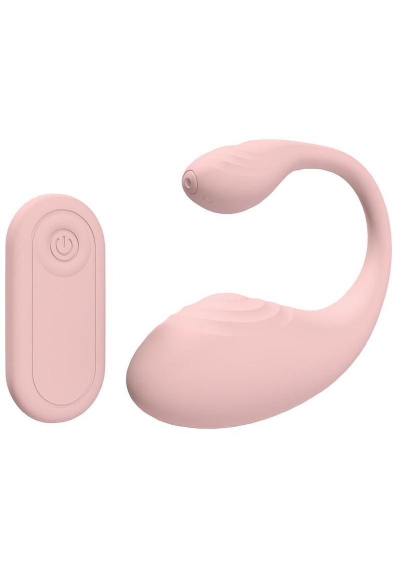 Loveline Wave C-Shape Vibe 10 Function Silicone Rechargeable Vibrator with Remote Control – Pink