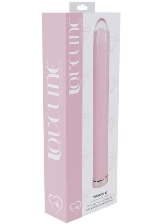 Loveline Sparkle 10 Function Rechargeable Glass Vibrator 6.3in - Pink