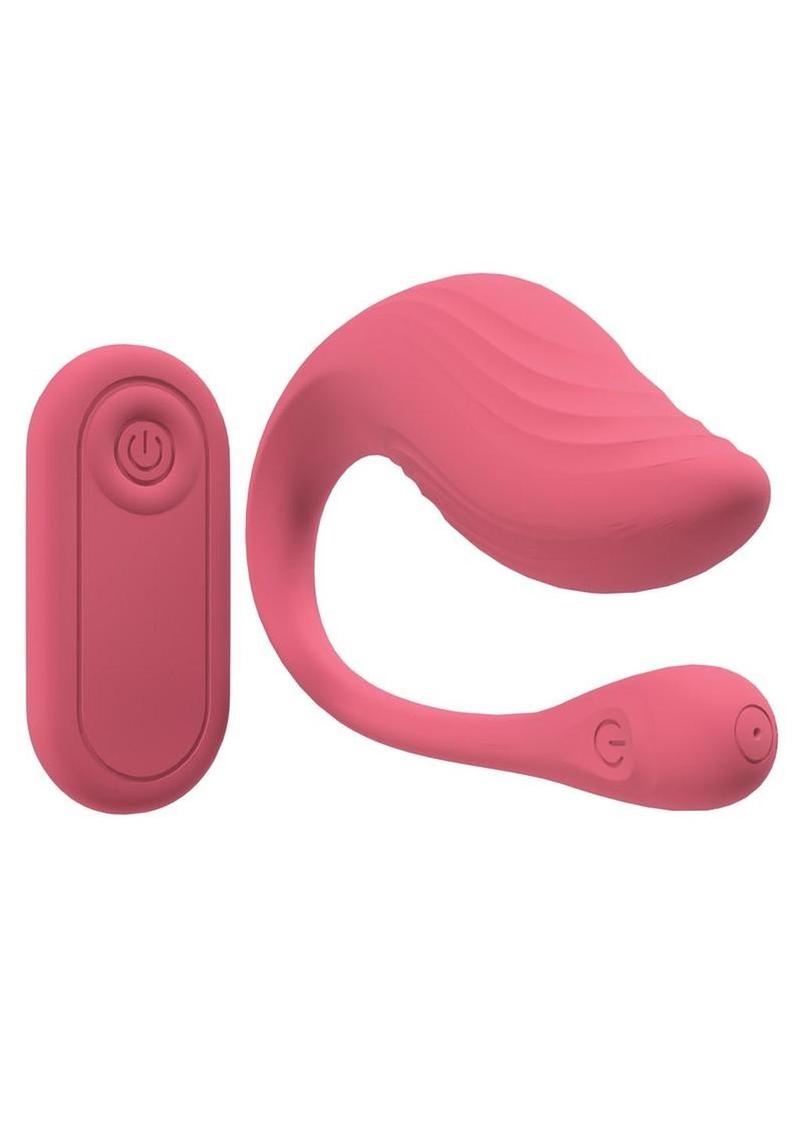 Loveline Velvet G-Spot 10 Function Silicone Rechargeable Vibrator with Remote Control – Pink