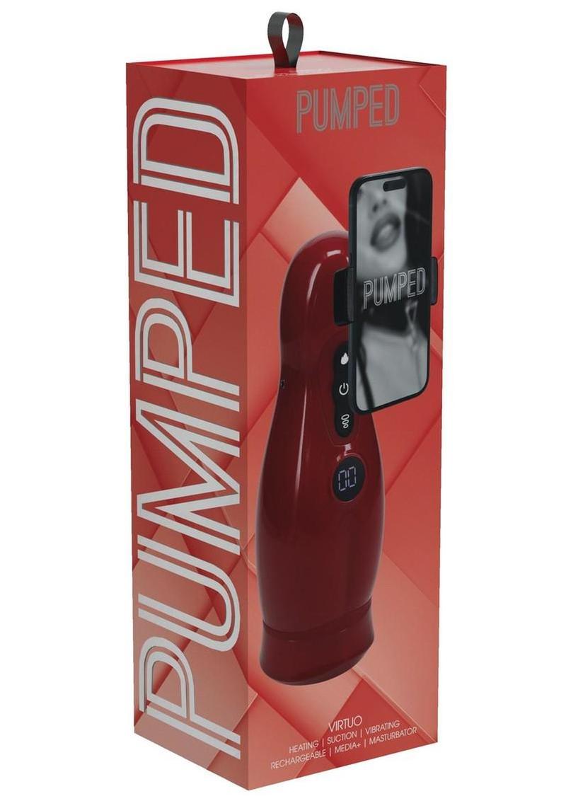 Pumped Virtuo 10 Function Suction Vibration Phone Attachment Rechargeable Masturbator - Metallic Red