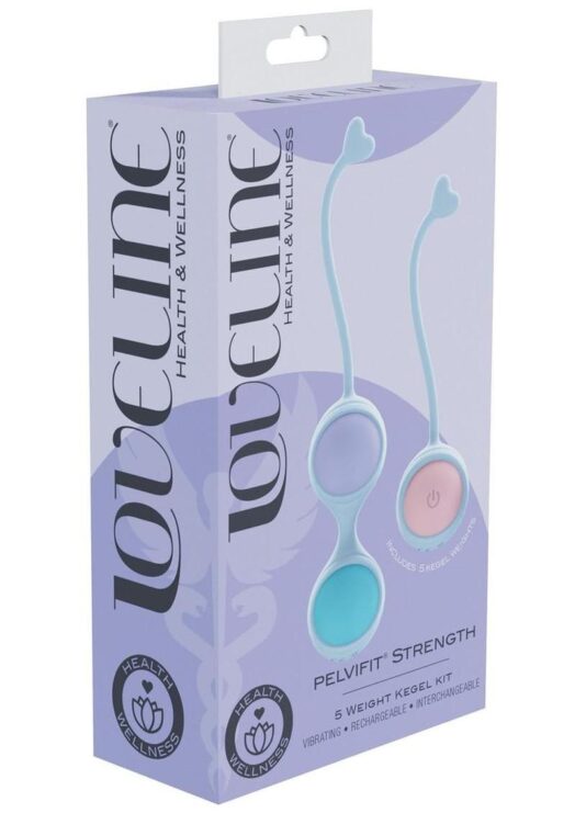 Loveline PelviFit 10 Function Vibrating Interchangeable Rechargeable Silicone Strength Weighted Kegel Kit (5 Piece) - Assorted Colors