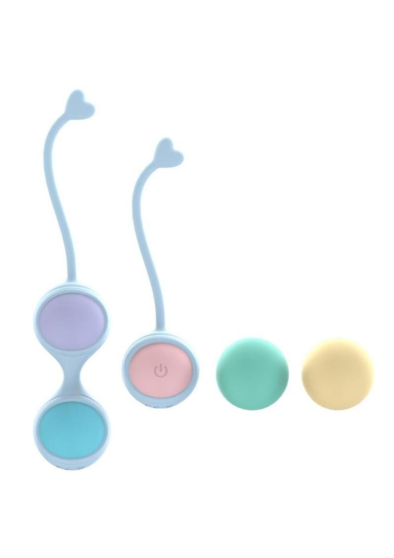 Loveline PelviFit 10 Function Vibrating Interchangeable Rechargeable Silicone Strength Weighted Kegel Kit (5 Piece) – Assorted Colors