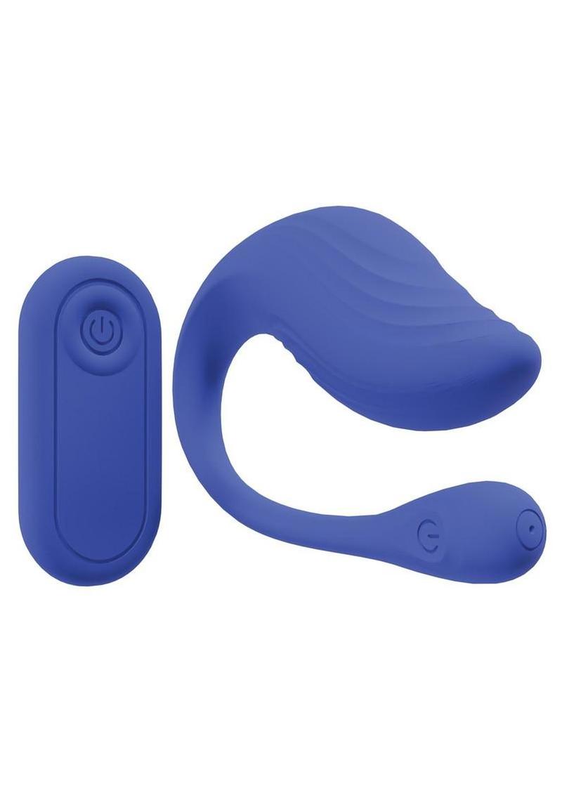 Loveline Velvet G-Spot 10 Function Rechargeable Silicone Vibrator with Remote Control – Blue