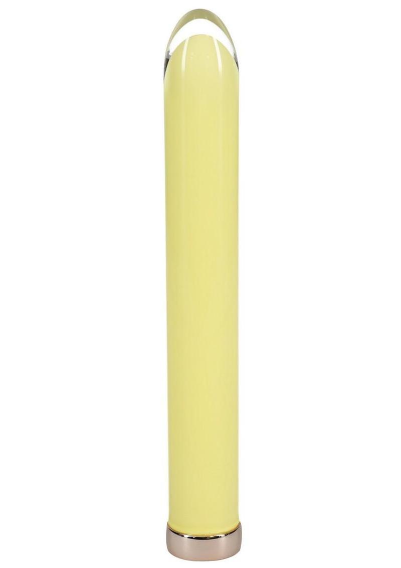 Loveline Sparkle Rechargeable 10 Function Glass Vibrator n6.3in  – Yellow