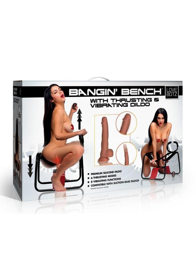 LoveBotz Bangin` Bench with Thrusting and Vibrating Dildo - Black