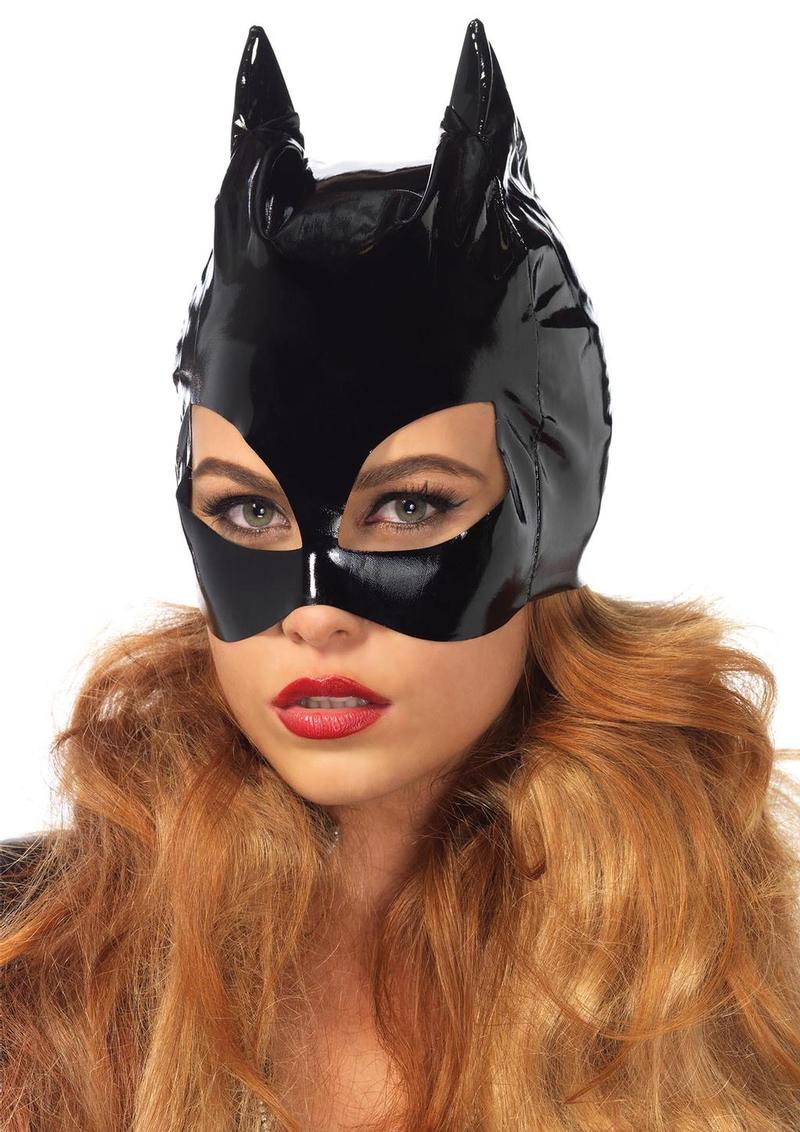 Vinyl Cat Woman Mask – Black – O/S