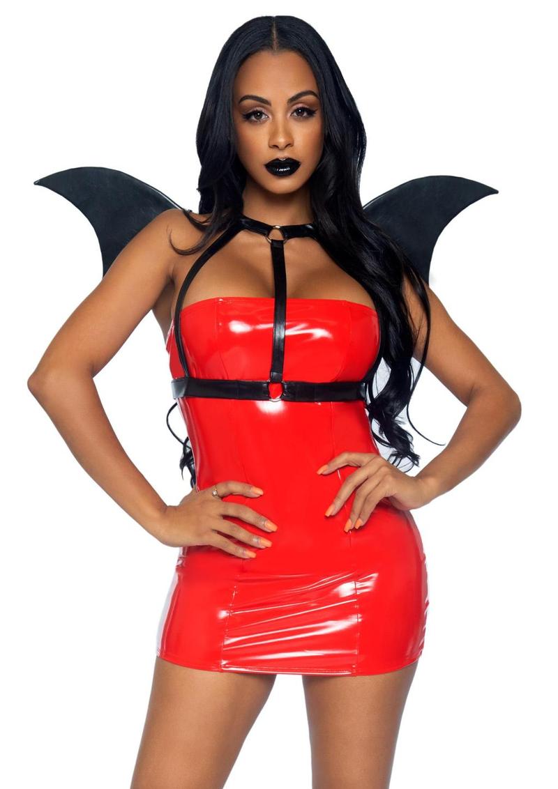 Leg Avenue Bat Wing Body Harness Faux Leather - O/S - Black