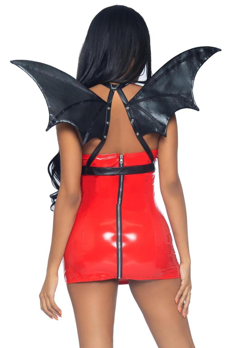Leg Avenue Bat Wing Body Harness Faux Leather – O/S – Black