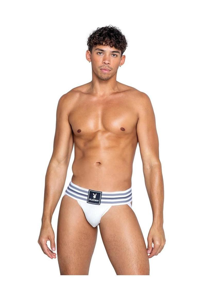 Playboy Mens Locker Room Classic Jock - Small - White