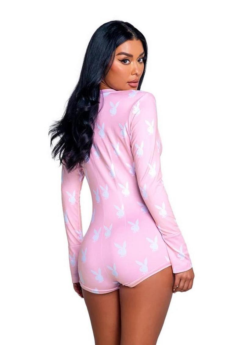 Playboy Slumber Bunny Romper – Medium/Large – Pink/White