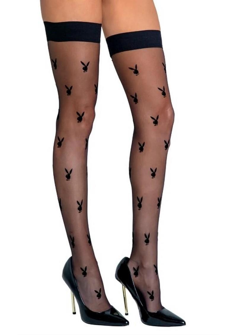 Playboy Bunny Noir Stockings – One Size – Black