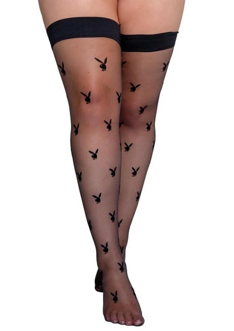 Playboy Bunny Noir Stockings – Queen – Black
