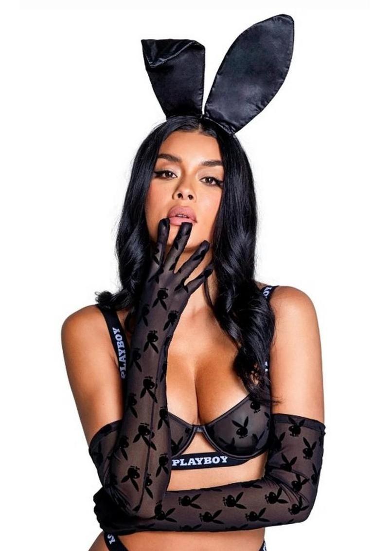 Playboy Bunny Noir Gloves – One Size – Black