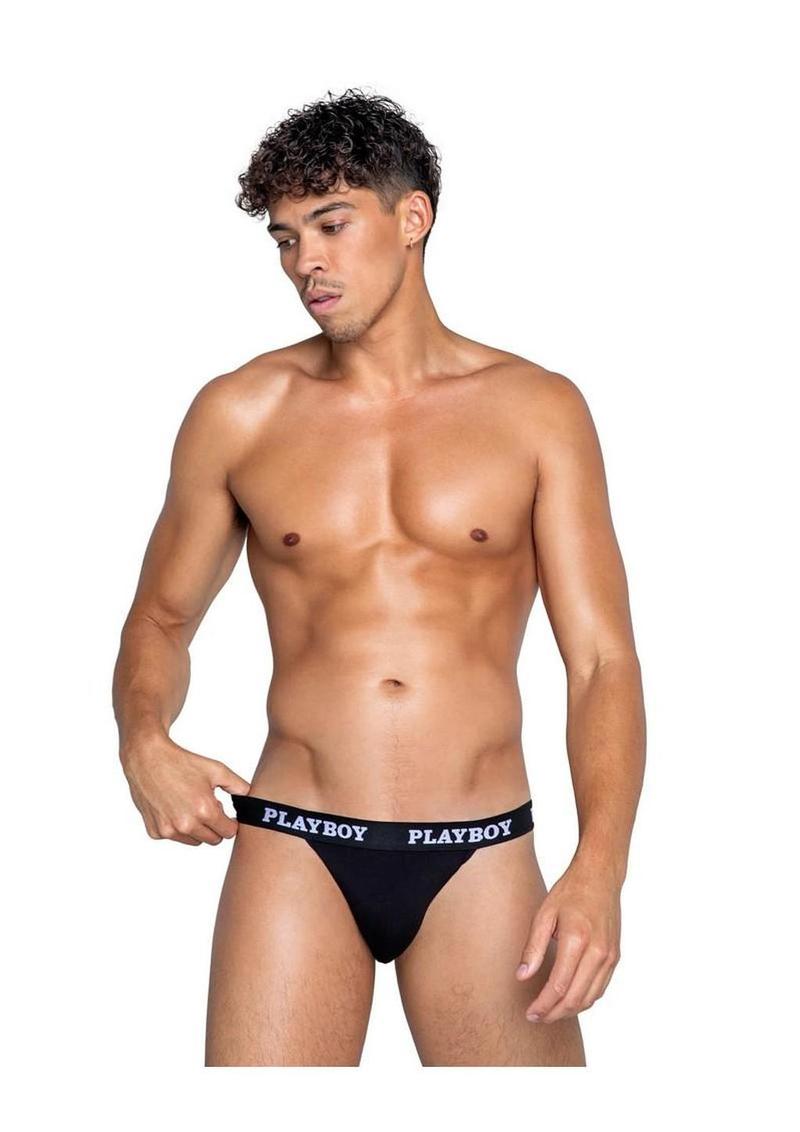 Playboys Mens Modal Jockstrap - Small - Black/White