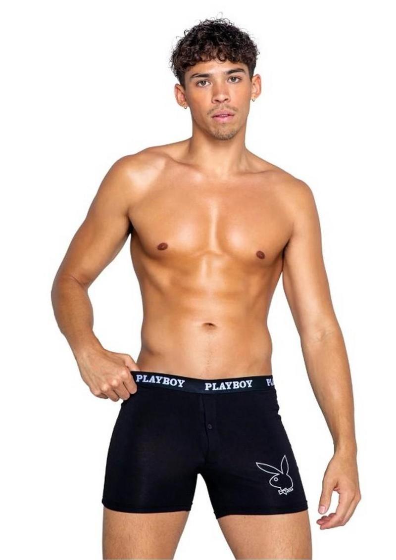 Playboy Mens Tuxedo Classic Boxer - Small - Black/White