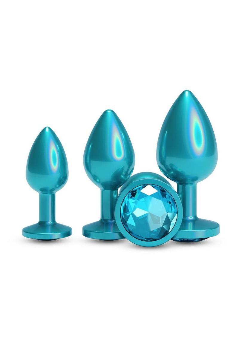 Rear Assets Tapered Trainer Chrome Plated Anal Plugs Kit (3pc Set) – Teal