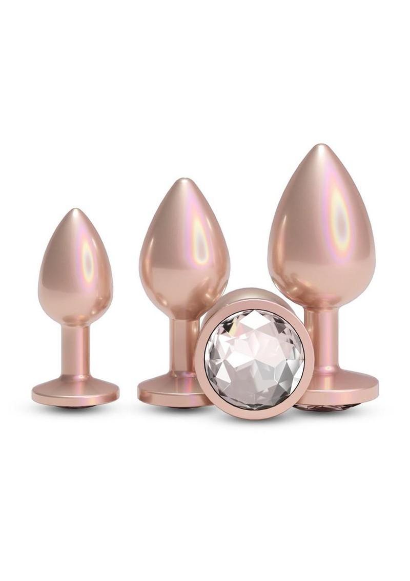 Rear Assets Tapered Trainer Chrome Plated Anal Plugs Kit (3pc Set) – Tan