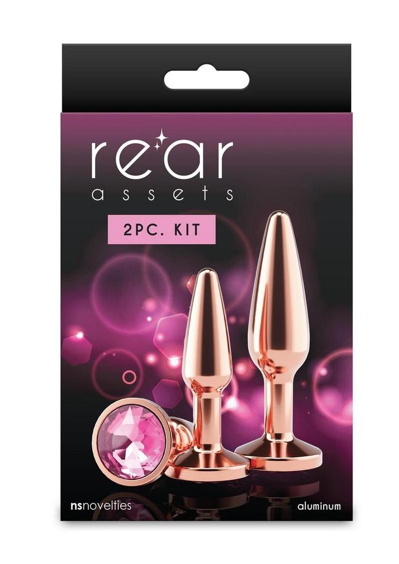 Rear Assets Tapered Trainer Chrome Plated Anal Plugs Kit (3pc Set) - Rose Gold